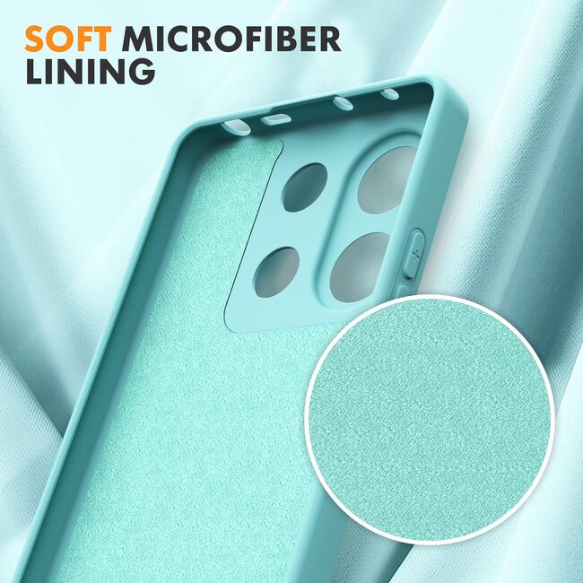 Husa pentru Xiaomi Redmi Note 13 5G Liquid Silicone, subțire, captusita cu microfibra, anti amprentă, protectie cameră foto, turcoaz