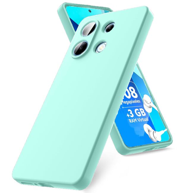 Husa pentru Xiaomi Redmi Note 13 5G Liquid Silicone, subțire, captusita cu microfibra, anti amprentă, protectie cameră foto, verde deschis