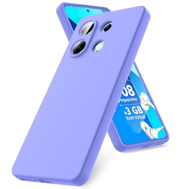 Husa pentru Xiaomi Redmi Note 13 5G Liquid Silicone, subțire, captusita cu microfibra, anti amprentă, protectie cameră foto, mov
