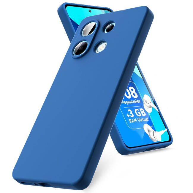 Husa pentru Xiaomi Redmi Note 13 5G Liquid Silicone, subțire, captusita cu microfibra, anti amprentă, protectie cameră foto, albastru