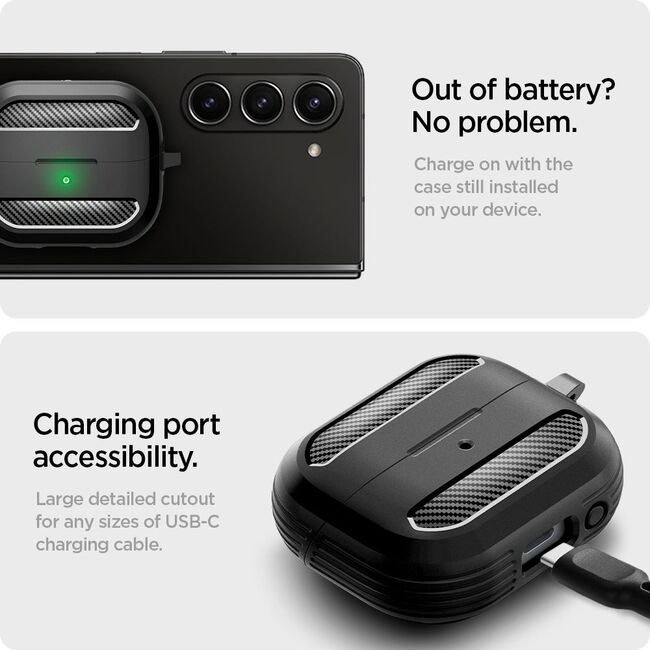 Husa Spigen - protection case rugged armor - pentru Samsung Galaxy Buds 3 / 3 Pro, carbine clip - negru
