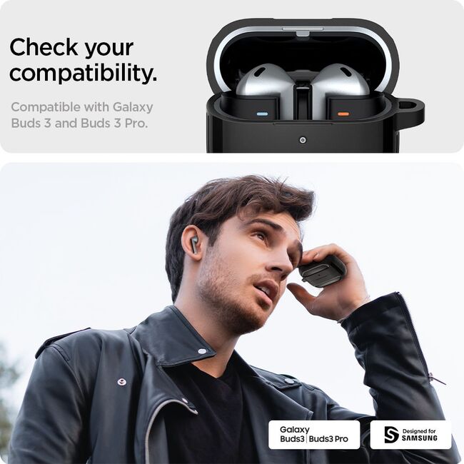 Husa Spigen - protection case rugged armor - pentru Samsung Galaxy Buds 3 / 3 Pro, carbine clip - negru