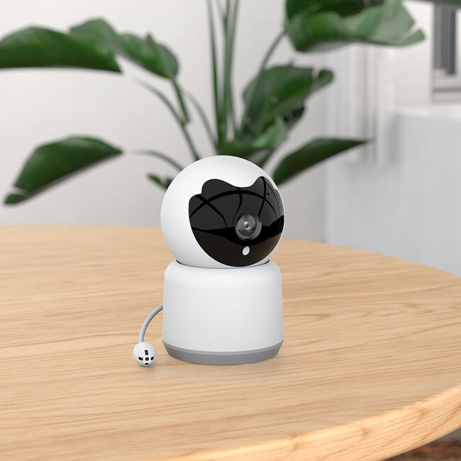 Baby Monitor Wireless FHD Multi-user, monitorizare video - audio bebelusi bidirectional cu monitorizare temperatura, cu aplicatie telefon, IR Night Vision, detectare sunete si miscare, Pan 355° Tilt 80°, 4 cantece de leagan, alb