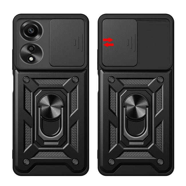 Husa pentru Oppo A60 Ring Armor Kickstand Tough Rugged Cover cu protectie camera, verde
