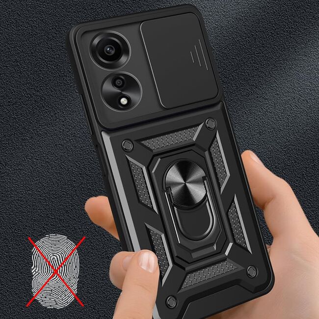 Husa pentru Oppo A60 Ring Armor Kickstand Tough Rugged Cover cu protectie camera, verde
