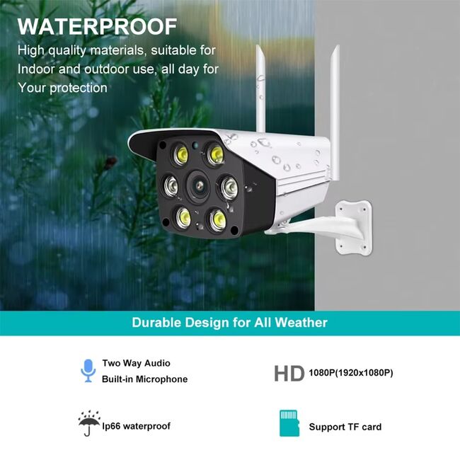 Camera supraveghere wireless exterior Techsuit, V380 PRO, K6