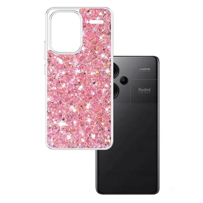Husa pentru  Xiaomi Redmi Note 13 Pro+ Plus 5G cu sclipici Liquid Crystal Glitter, roz