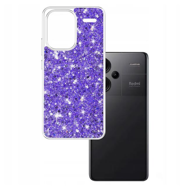 Husa pentru  Xiaomi Redmi Note 13 Pro+ Plus 5G cu sclipici Liquid Crystal Glitter, mov