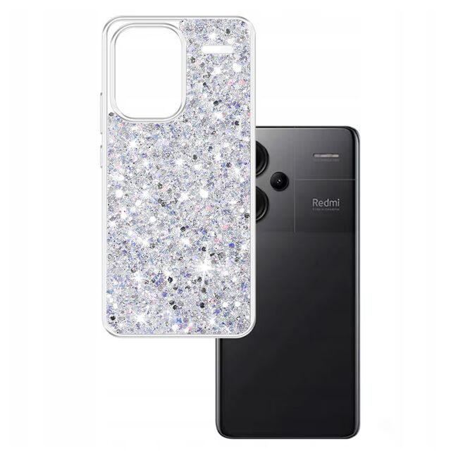 Husa pentru  Xiaomi Redmi Note 13 Pro+ Plus 5G cu sclipici Liquid Crystal Glitter, argintiu