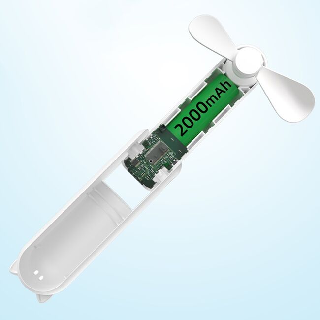 Ventilator 2 in 1 portabil, de mana sau de birou, pliabil, functie de acumulator extern, reincarcabil 2000 mAh, 3 viteze, maro