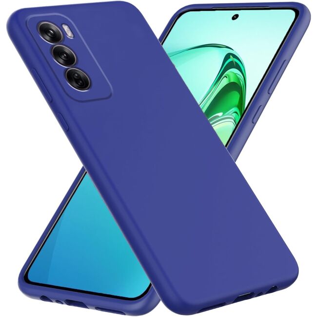 Husa pentru Oppo Reno 12 Liquid Silicone, subțire, captusita cu microfibra, anti amprentă, protectie cameră foto, albastru