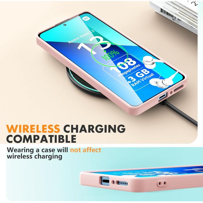 Husa pentru Xiaomi Redmi Note 13 Pro 4G Liquid Silicone, subțire, captusita cu microfibra, anti amprentă, protectie cameră foto, roz
