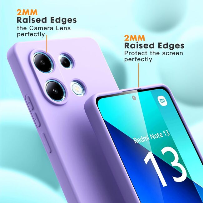 Husa pentru Xiaomi Redmi Note 13 Pro 4G Liquid Silicone, subțire, captusita cu microfibra, anti amprentă, protectie cameră foto, lavanda