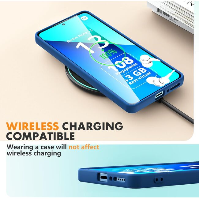 Husa pentru Xiaomi Redmi Note 13 Pro 4G Liquid Silicone, subțire, captusita cu microfibra, anti amprentă, protectie cameră foto, albastru