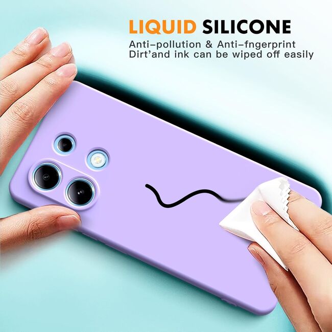 Husa pentru Xiaomi Redmi Note 13 Pro 4G Liquid Silicone, subțire, captusita cu microfibra, anti amprentă, protectie cameră foto, lavanda