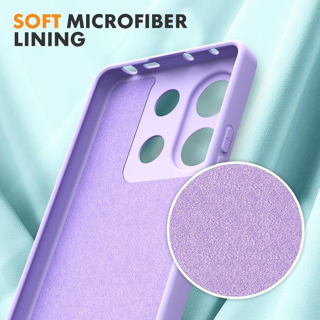 Husa pentru Xiaomi Redmi Note 13 Pro 4G Liquid Silicone, subțire, captusita cu microfibra, anti amprentă, protectie cameră foto, lavanda