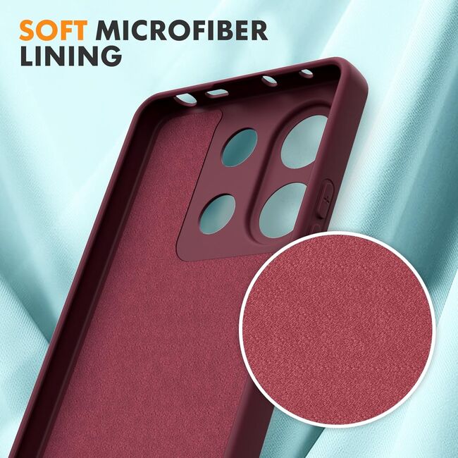 Husa pentru Xiaomi Redmi Note 13 Pro 4G Liquid Silicone, subțire, captusita cu microfibra, anti amprentă, protectie cameră foto, burgundy