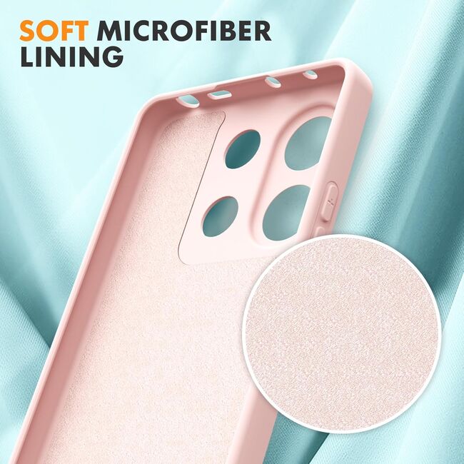 Husa pentru Xiaomi Redmi Note 13 Pro 4G Liquid Silicone, subțire, captusita cu microfibra, anti amprentă, protectie cameră foto, roz