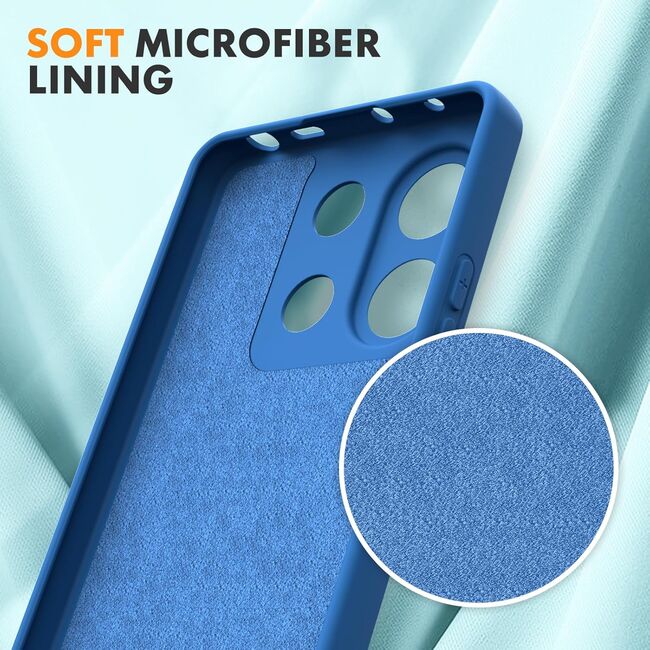 Husa pentru Xiaomi Redmi Note 13 Pro 4G Liquid Silicone, subțire, captusita cu microfibra, anti amprentă, protectie cameră foto, albastru