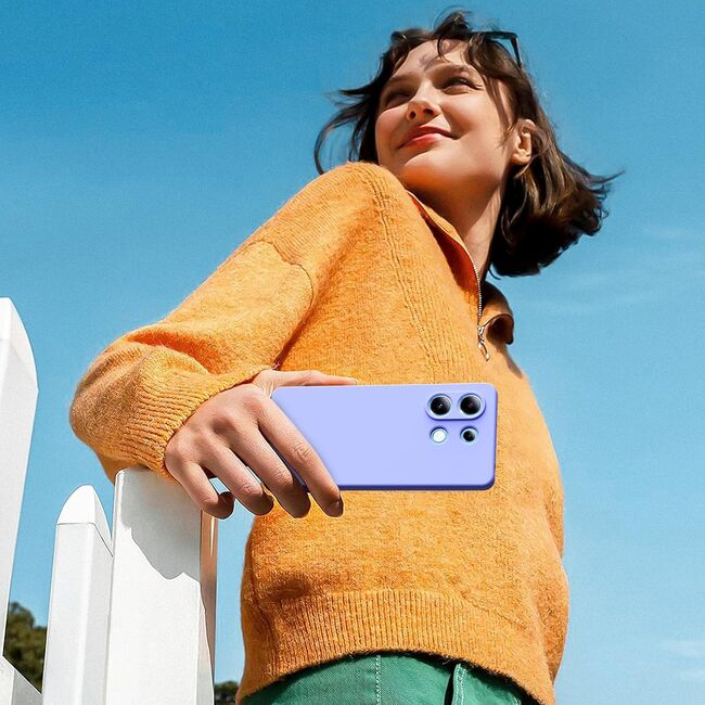 Husa pentru Xiaomi Redmi Note 13 Pro 4G Liquid Silicone, subțire, captusita cu microfibra, anti amprentă, protectie cameră foto, mov