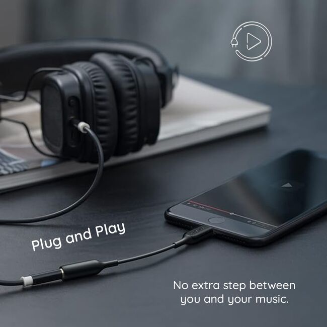 Adaptor audio Jack la Lightning Anker A8193H11, negru