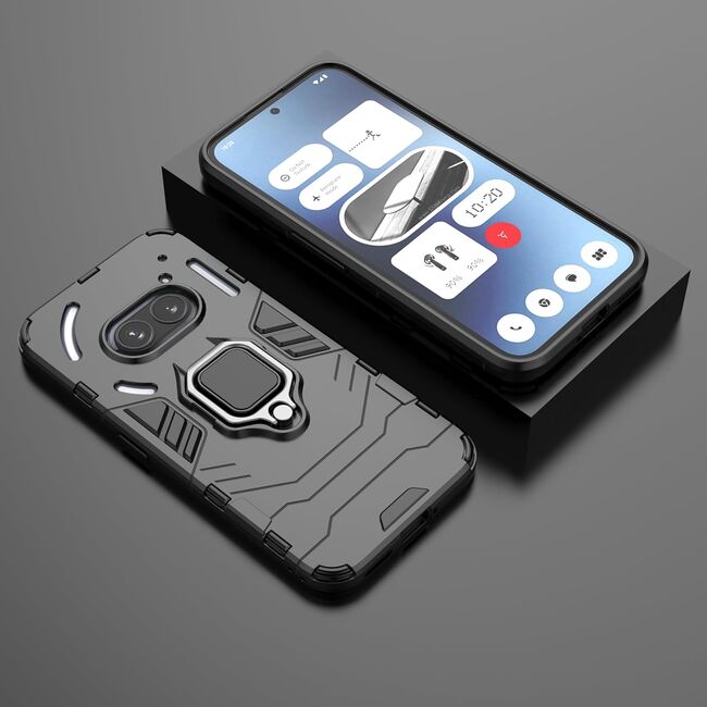 Husa pentru Nothing Phone 2a, 2a Plus Ring Armor Kickstand Tough Rugged Cover, negru
