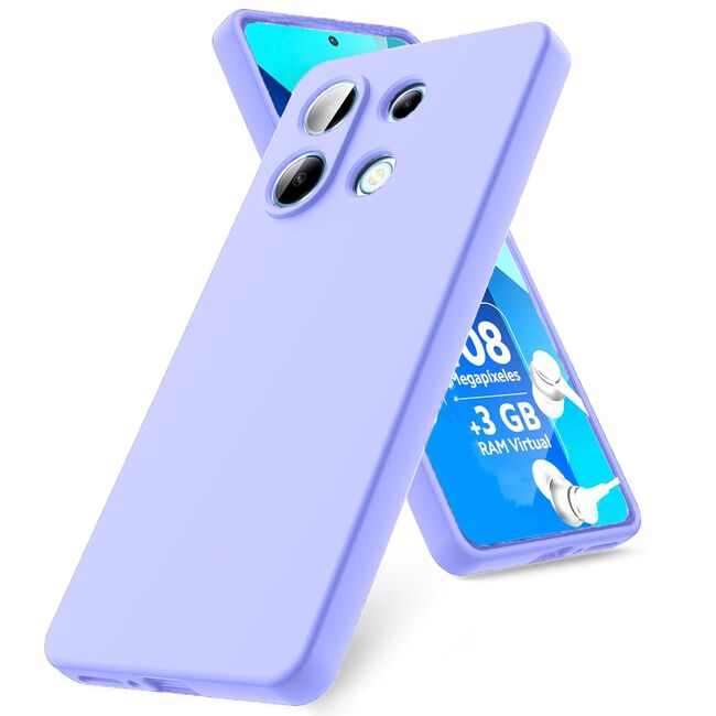 Husa pentru Xiaomi Redmi Note 13 Pro 4G Liquid Silicone, subțire, captusita cu microfibra, anti amprentă, protectie cameră foto, lavanda