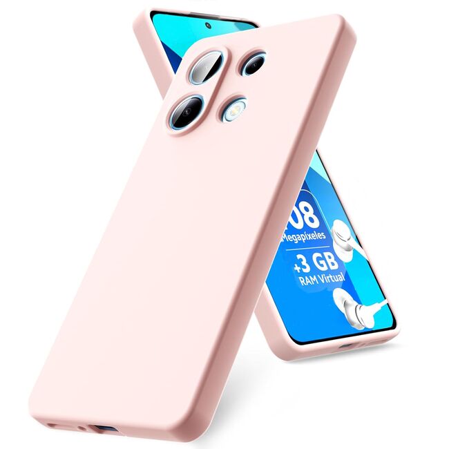 Husa pentru Xiaomi Redmi Note 13 Pro 4G Liquid Silicone, subțire, captusita cu microfibra, anti amprentă, protectie cameră foto, roz