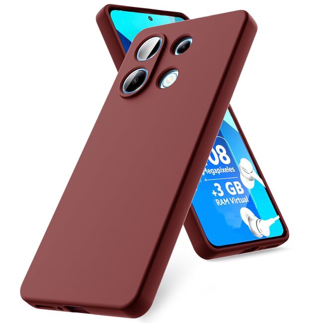 Husa pentru Xiaomi Redmi Note 13 Pro 4G Liquid Silicone, subțire, captusita cu microfibra, anti amprentă, protectie cameră foto, burgundy