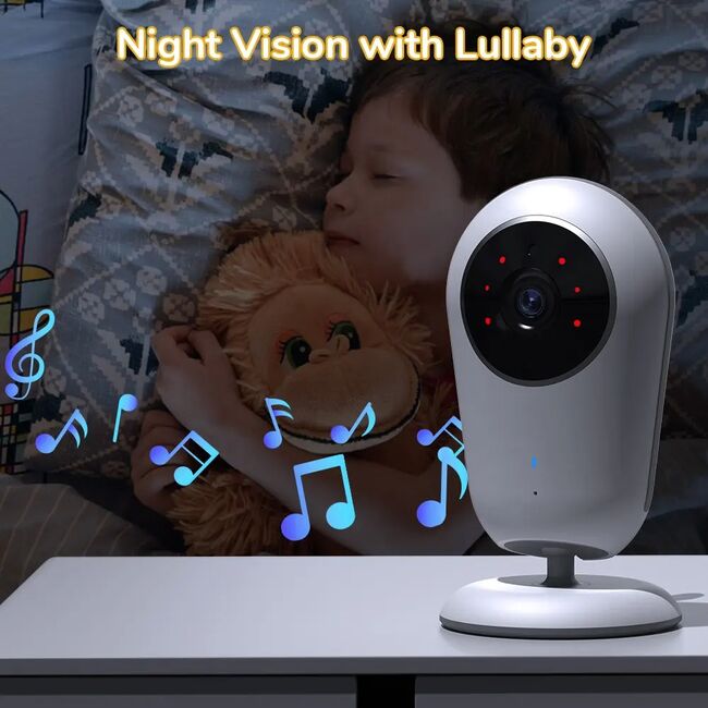 Sistem Monitorizare Video si Audio pentru bebelusi, private connection wireless, comunicare bidirectionala pentru a vorbi cu copilul, ecran 3.2 inch, vedere in intuneric, monitorizare temperatura ambient