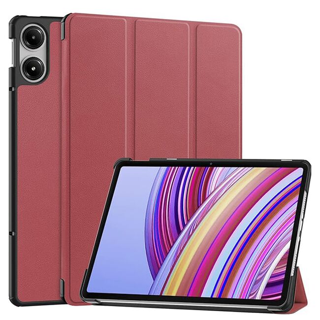 Husa Xiaomi Redmi Pad PRO 12.1 inch UltraSlim de tip stand functie sleep/wake-up, burgundy