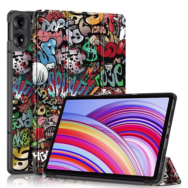 Husa pentru Xiaomi Redmi Pad PRO 12.1 inch UltraSlim de tip stand functie sleep/wake-up, graffiti