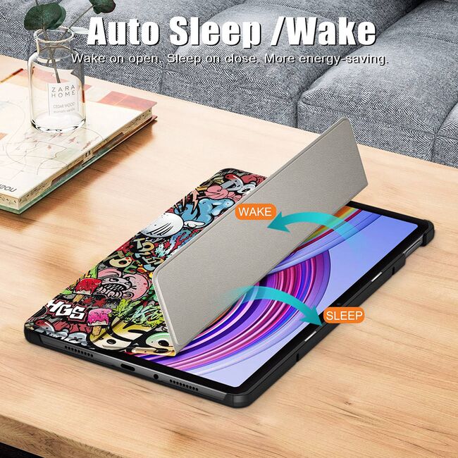 Husa pentru Xiaomi Redmi Pad PRO 12.1 inch UltraSlim de tip stand functie sleep/wake-up, graffiti