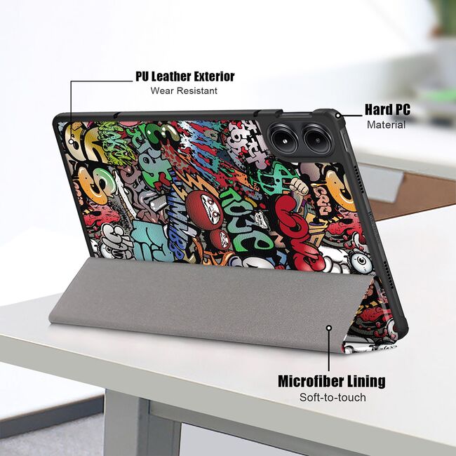 Husa pentru Xiaomi Redmi Pad PRO 12.1 inch UltraSlim de tip stand functie sleep/wake-up, graffiti