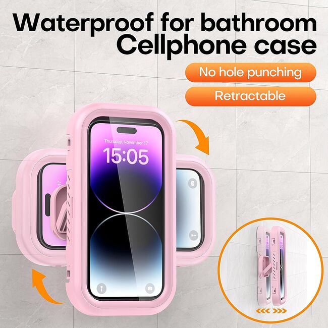 Suport de perete pentru telefon, retractabil Techsuit, alb-auriu