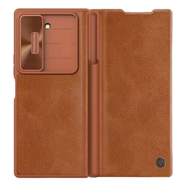 Husa Samsung Galaxy Z Fold 6 Nillkin Qin Pro Leather, maro
