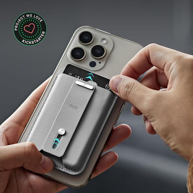 Portofel MagSafe pentru telefon, suport birou ESR HaloLock, bej