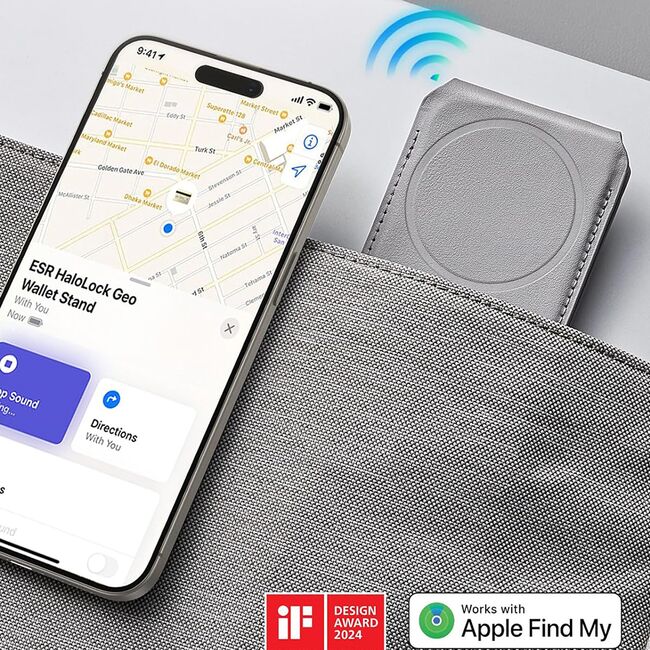 Portofel MagSafe pentru telefon, suport birou ESR HaloLock, bej