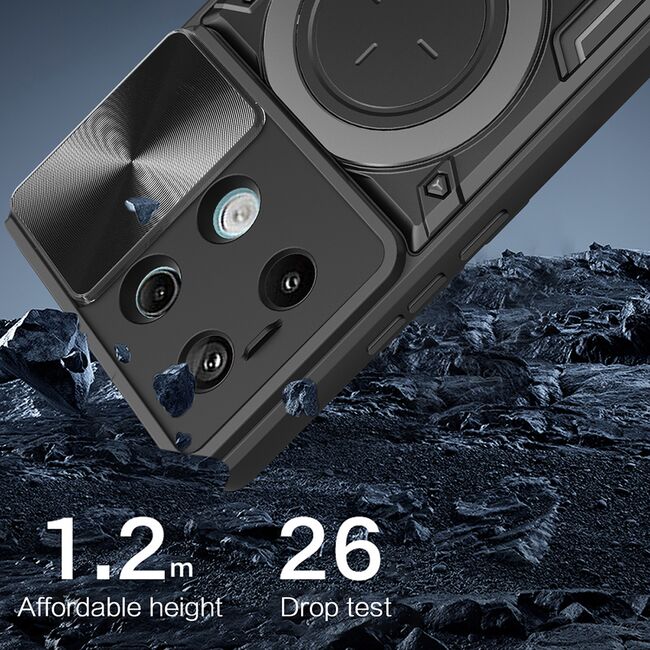 Husa pentru Xiaomi Redmi Note 13 Pro 5G cu protecție pentru cameră și suport magnetic integrat Ring Shockproof, rose gold
