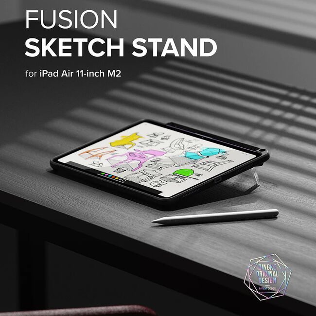 Husa iPad Air 11 2024 / 2025​ M2, M3 Ringke Fusion Sketch Stand, transparent / negru