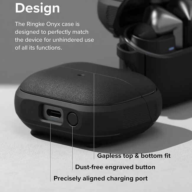 Husa Samsung Galaxy Buds 3 / 3 Pro Ringke Onyx Magnetic, negru