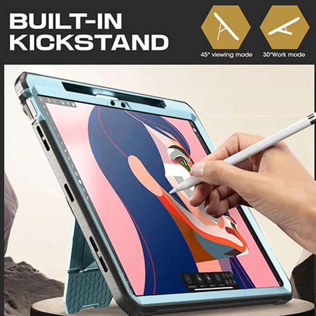 Husa 360 cu folie integrata iPad Air 13 2025 / 2024 M3, M2 Supcase Unicorn Beetle Pro, albastru