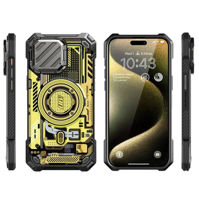 Husa iPhone 15 Pro Max Supcase Unicorn Beetle XT MagSafe, Yellow Circuit
