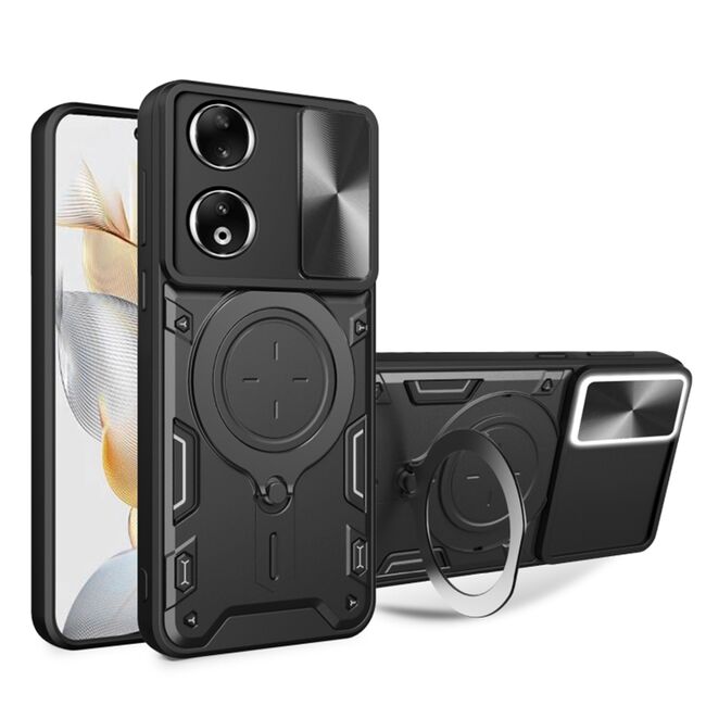 Husa pentru Honor 90 cu protecție pentru cameră și suport magnetic integrat Ring Shockproof, negru