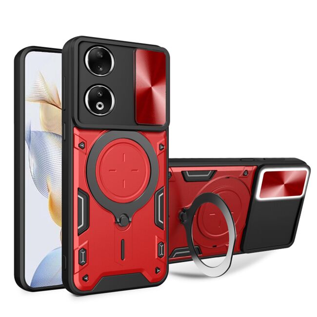 Husa pentru Honor 90 cu protecție pentru cameră și suport magnetic integrat Ring Shockproof, rosu