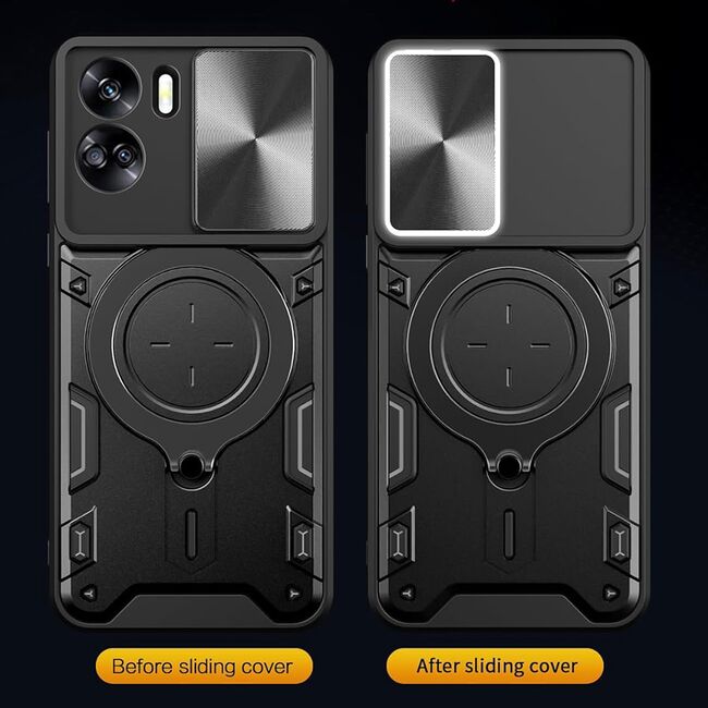 Husa pentru Honor 90 Lite cu protecție pentru cameră și suport magnetic integrat Ring Shockproof, negru