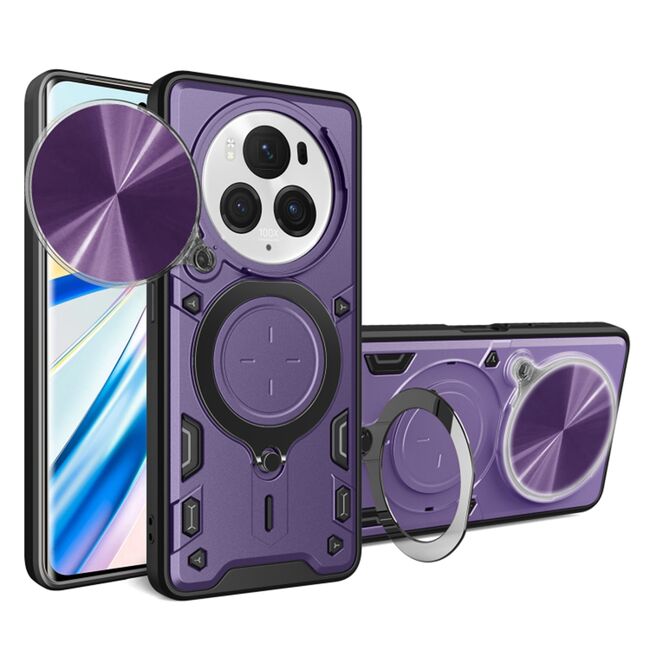 Husa pentru Honor Magic 6 Pro cu protecție pentru cameră și suport magnetic integrat Ring Shockproof, mov