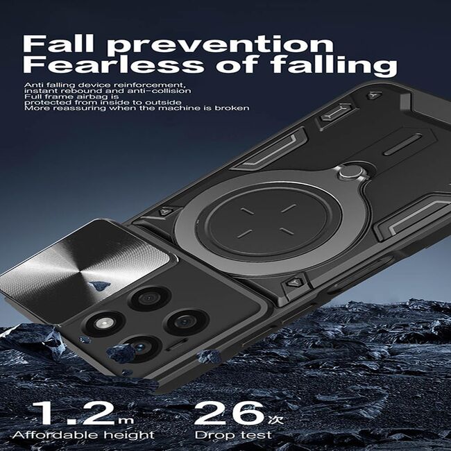 Husa pentru Honor X8b cu protecție pentru cameră și suport magnetic integrat Ring Shockproof, negru