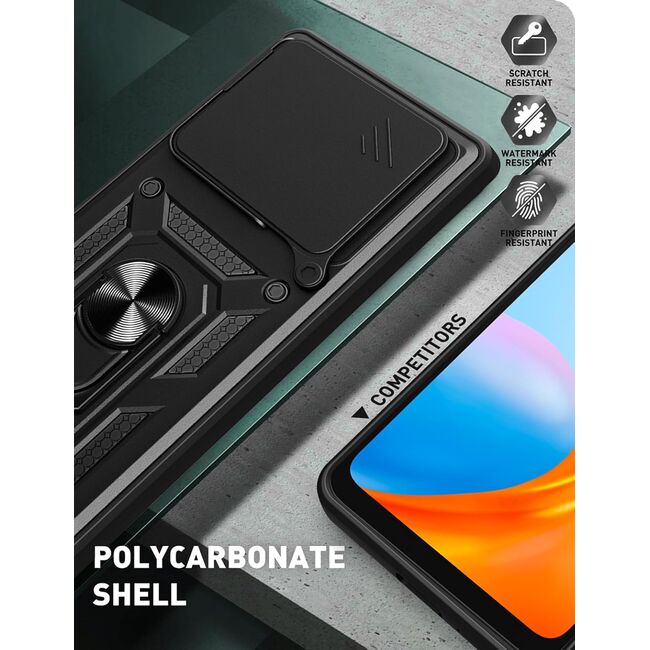 Husa pentru Xiaomi Redmi 13 cu inel Ring Armor Kickstand Tough, protectie camera, verde