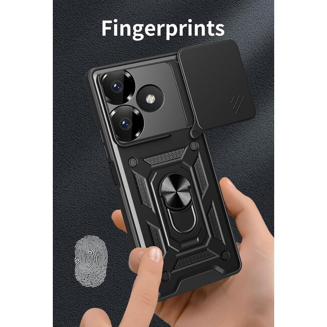 Husa pentru Xiaomi Redmi 13 cu inel Ring Armor Kickstand Tough, protectie camera, verde